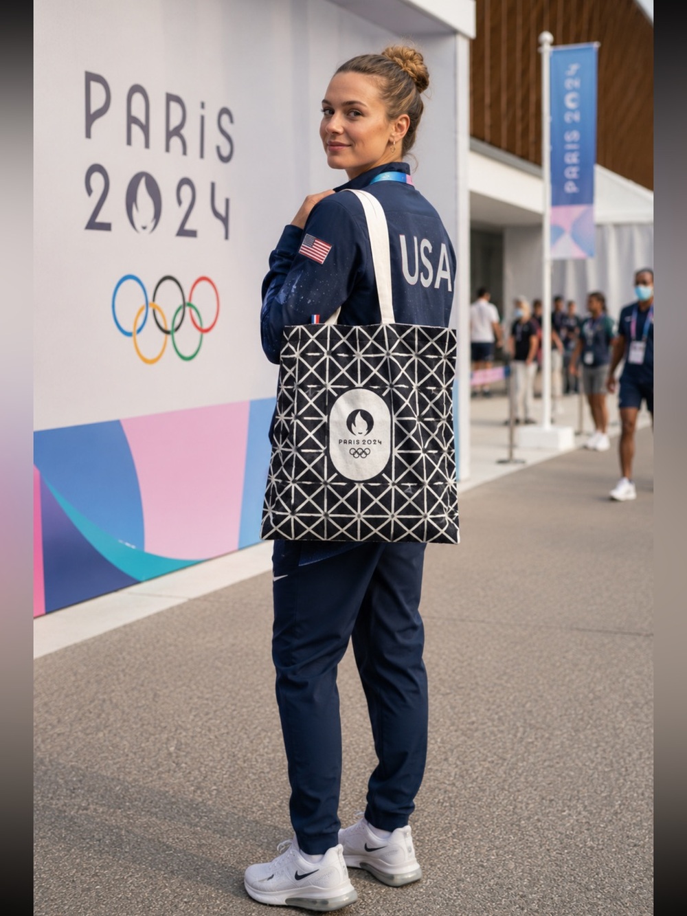 Paris 2024 Olympics Official Canvas Tote Bag Gray White Decathlon Olympics
